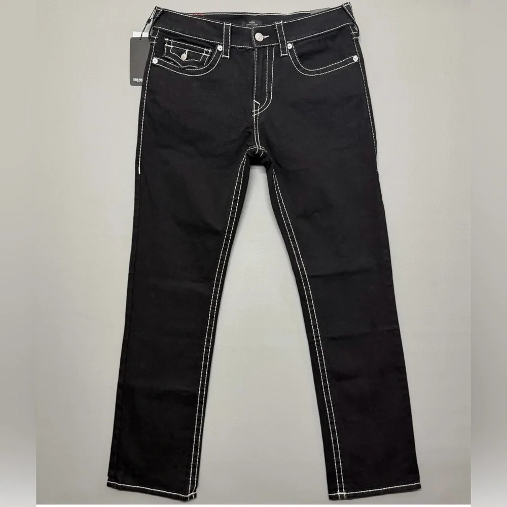 True Religion Ricky Big T Flap Relaxed Straight Mens Sz W38 L34 Rinse Black